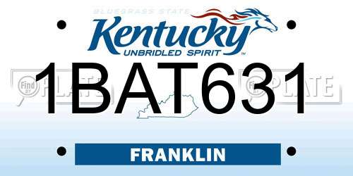1BAT631 Kentucky License Plate
