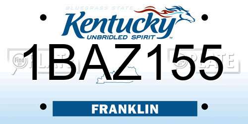 1BAZ155 Kentucky License Plate