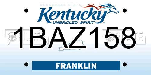 1BAZ158 Kentucky License Plate