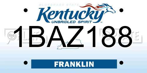 1BAZ188 Kentucky License Plate