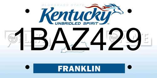 1BAZ429 Kentucky License Plate