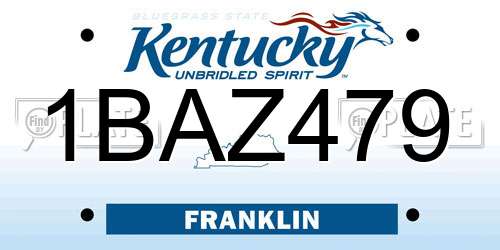 1BAZ479 Kentucky License Plate