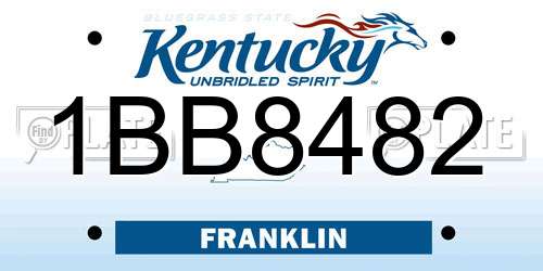 1BB8482 Kentucky License Plate