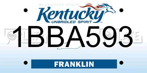 1BBA593 Kentucky License Plate