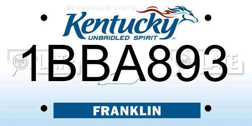1BBA893 Kentucky License Plate
