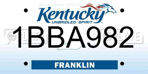 1BBA982 Kentucky License Plate