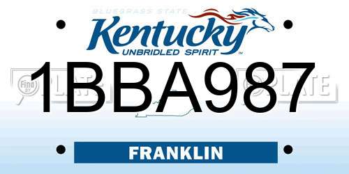 1BBA987 Kentucky License Plate