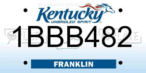 1BBB482 Kentucky License Plate