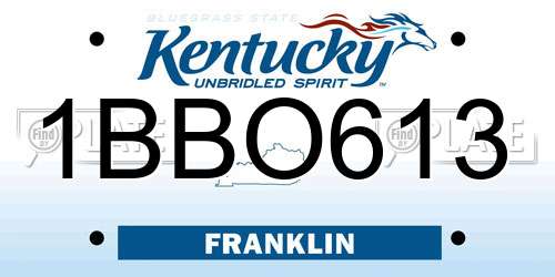 1BBO613 Kentucky License Plate