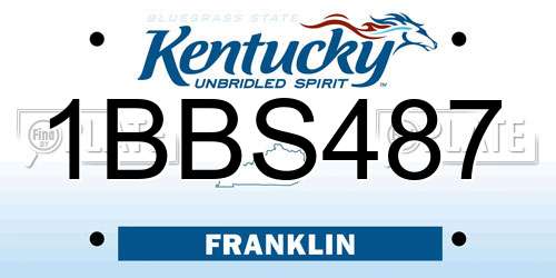 1BBS487 Kentucky License Plate