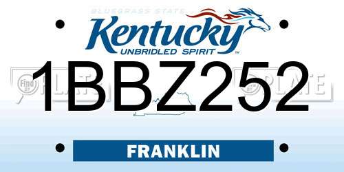 1BBZ252 Kentucky License Plate