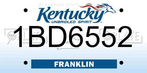 1BD6552 Kentucky License Plate