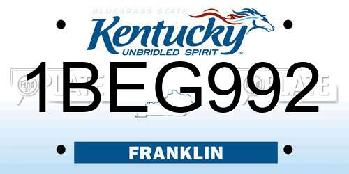 1BEG992 Kentucky License Plate