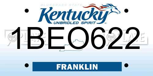 1BEO622 Kentucky License Plate