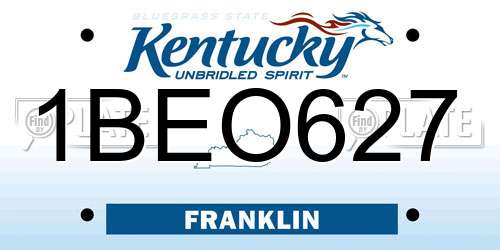 1BEO627 Kentucky License Plate