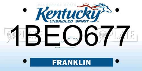 1BEO677 Kentucky License Plate