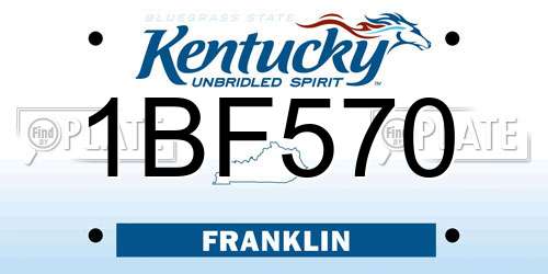 1BF570 Kentucky License Plate