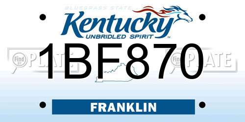 1BF870 Kentucky License Plate