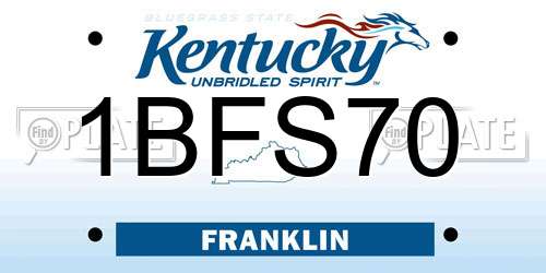 1BFS70 Kentucky License Plate