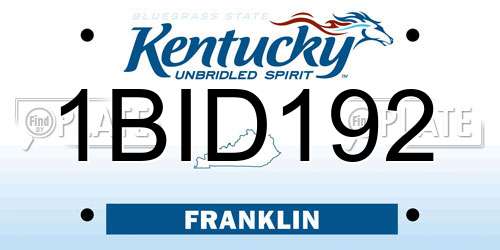 1BID192 Kentucky License Plate