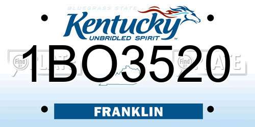 1BO3520 Kentucky License Plate