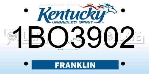 1BO3902 Kentucky License Plate