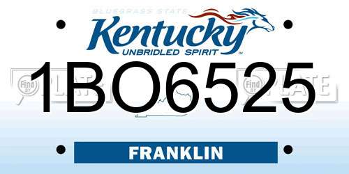 1BO6525 Kentucky License Plate