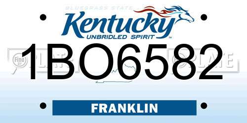 1BO6582 Kentucky License Plate