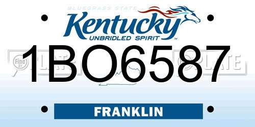 1BO6587 Kentucky License Plate