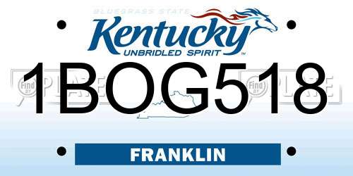 1BOG518 Kentucky License Plate