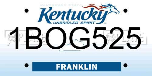 1BOG525 Kentucky License Plate
