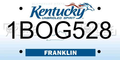 1BOG528 Kentucky License Plate
