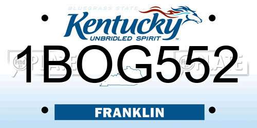 1BOG552 Kentucky License Plate