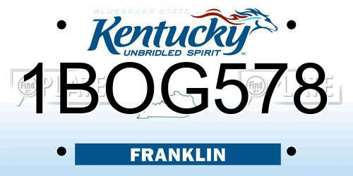1BOG578 Kentucky License Plate