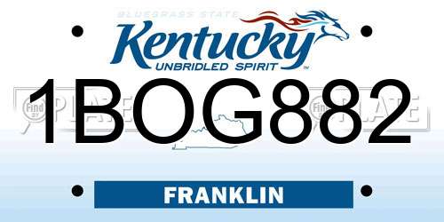 1BOG882 Kentucky License Plate