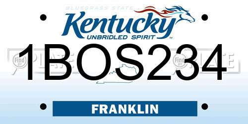 1BOS234 Kentucky License Plate