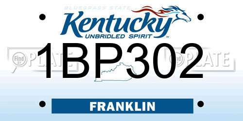 1BP302 Kentucky License Plate