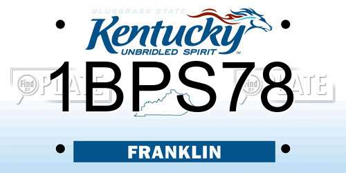 1BPS78 Kentucky License Plate