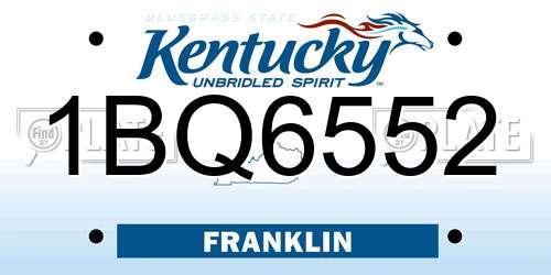 1BQ6552 Kentucky License Plate