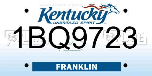 1BQ9723 Kentucky License Plate
