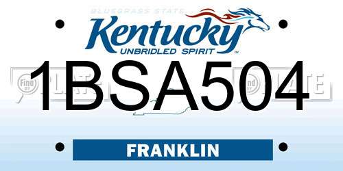1BSA504 Kentucky License Plate