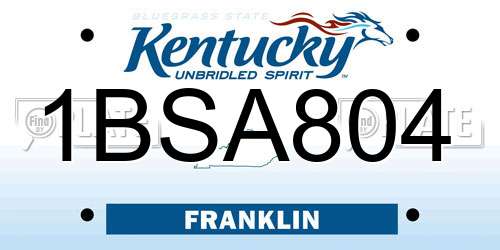 1BSA804 Kentucky License Plate