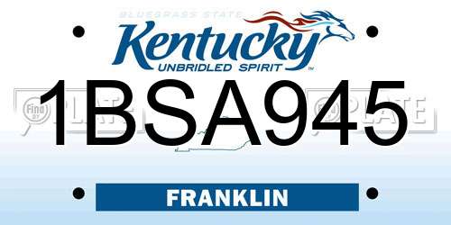 1BSA945 Kentucky License Plate