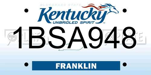 1BSA948 Kentucky License Plate