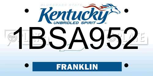 1BSA952 Kentucky License Plate