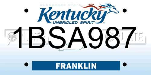 1BSA987 Kentucky License Plate