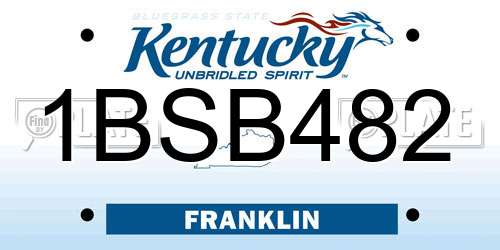 1BSB482 Kentucky License Plate