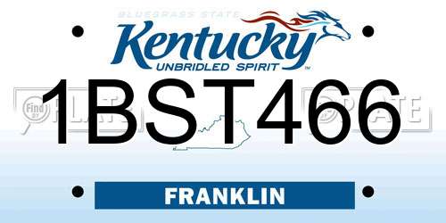 1BST466 Kentucky License Plate