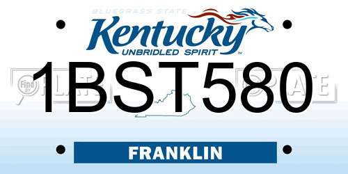 1BST580 Kentucky License Plate