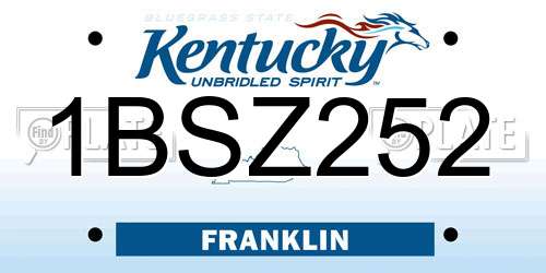 1BSZ252 Kentucky License Plate